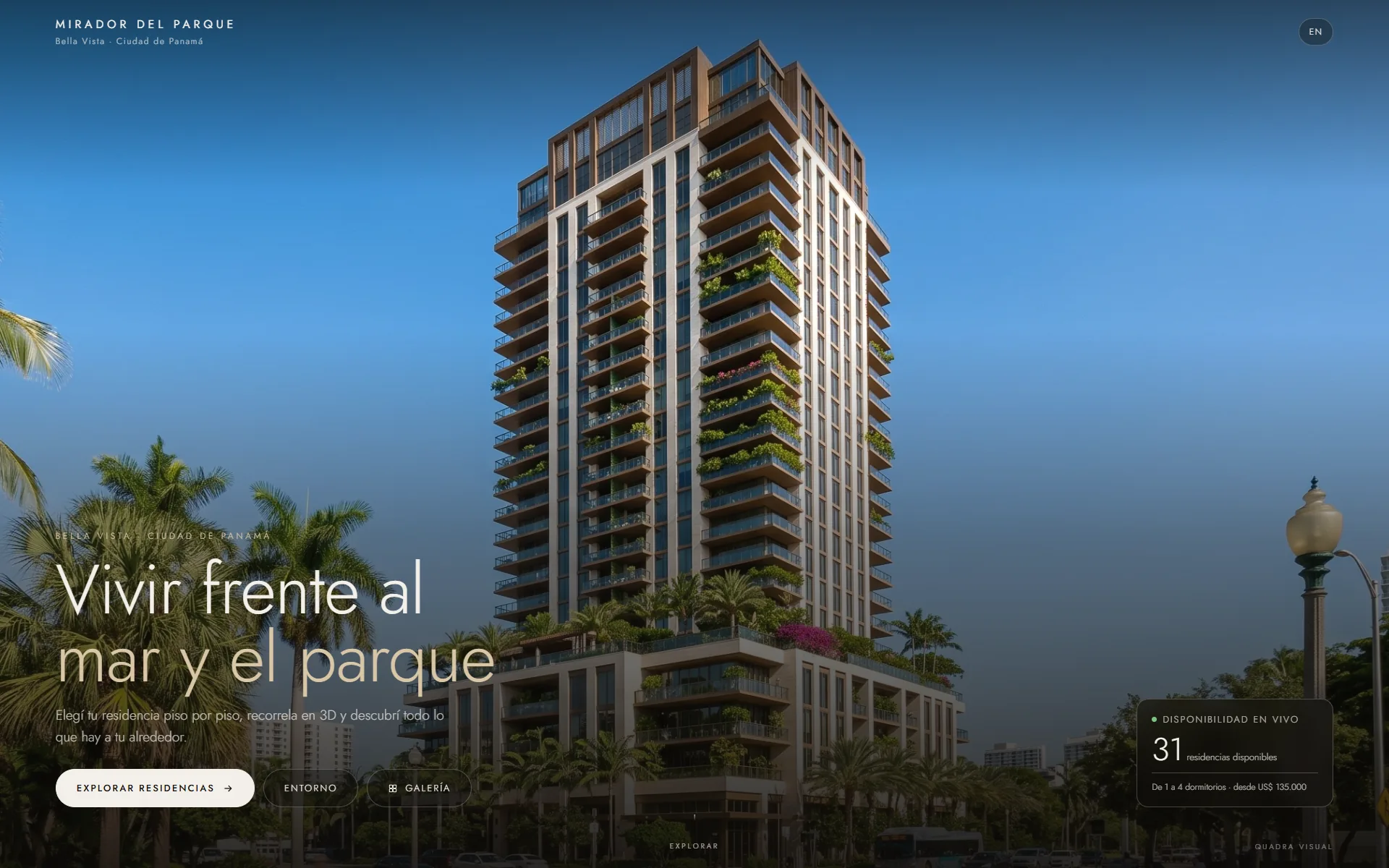 Mirador del Parque demo: building explorer with floor plan and residence availability